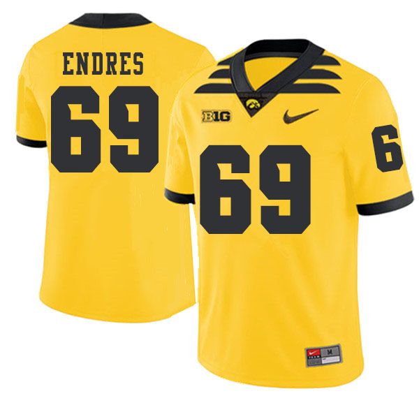 2019 Men #69 Tyler Endres Iowa Hawkeyes College Football Alternate Jerseys Sale-Gold